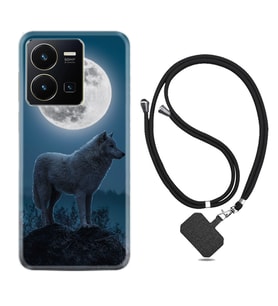 Vivo Y35 Kılıf Resimli Boyun Askılı İpli Desenli Silikon Series Moon Wolf 1820