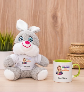 Kişiye Özel İşine Bakıcaksın Tasarım Esprili Peluş Tavşan ve Yeşil Kupa