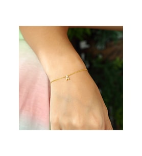 AZURİS 925 AYAR GÜMÜŞ ÜÇ BOYUTLU HARF BİLEKLİK (Gold)