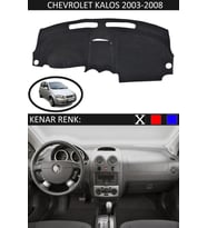 Chevrolet Kalos 2003-2008 İçin Uygun Torpido Koruma Halısı Siyah Kenar Renk Siyah