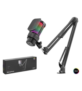 Gaming RGB Mikrofon Seti Boom Mikrofon Kolu Type-C 192kHz 24Bit Siyah M835B
