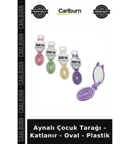 Özel Üretim Pratik Taşınabilir Aynalı Çocuk Tarağı - Katlanır - Oval - Plastik