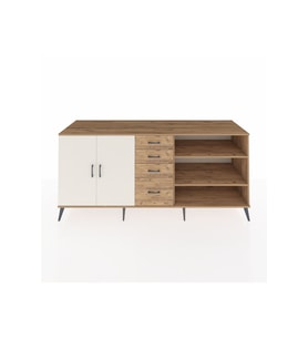 Kronos Konsol 3 Raflı 4 Çekmeceli 2 Kapaklı 220x59x99 Çam-Aytaşı/Çam