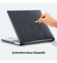 Macbook Pro Kılıf 16.2 inç M1-M2-M3, Simli Crystal Star (Touchbarsız 16.2" Pro) A2485 A2780 A2991 ile Uyumlu (Siyah)