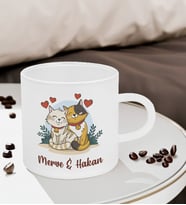 BK Gift Kişiye Özel İsimli Sevimli Çift Tasarımlı Türk Kahvesi Fincanı-3, Sevgiliye Hediye, Arkadaşa Hediye, Anneye Hediye, Ofis Hediyesi