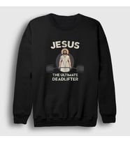 Presmono Unisex Siyah Jesus The Ultimate Deadlifter Gym Fitness Sweatshirt 430937tt