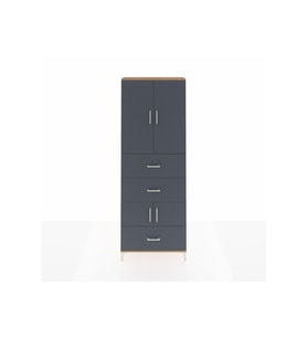 Arges Dolap 4 Raflı 3 Çekmeceli 4 Kapaklı 88x30x243 Çam-Antrasit