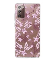 Samsung Galaxy Note 20 Kapak Floral Pudra Tasarımlı Şeffaf Silikon Kılıf