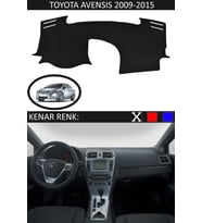 Toyota Avensis 2009-2015 Için Uygun Torpido Koruma Halısı Siyah Kenar Renk Siyah