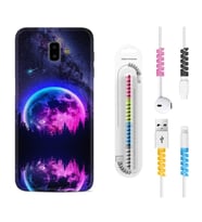Samsung J6 Plus J7 Prime J7 Pro M20 Kılıf Kablo Koruma Spiral Silikon Star Planet 1652