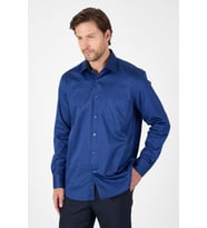 Lacivert Sert Yaka Uzun Kol Cepli Comfort Fit %100 Pamuk Gömlek 1004260323