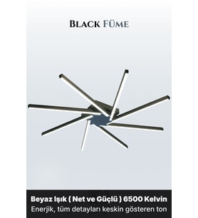 Zenit 8 Füme 3000K LED Tavan Avize – Kumandalı Dim Edilebilir – Aşağı Işık