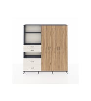 Arges Dolap 12 Raflı 4 Çekmeceli Tek Askılı 220x30x243 Antrasit-Çam/Aytaşı