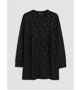 LCW EVERYDAY Siyah Soft Touch Oversize Kadın Sweatshirt Tunik