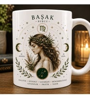 Başak Burcu Temalı Kupa Bardak – Astroloji ve Burç Tasarımlı Seramik Kupa