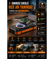20000 mAh Güneş Enerjili Powerbank Kablosuz Şarj ve Hızlı Şarj Destekli