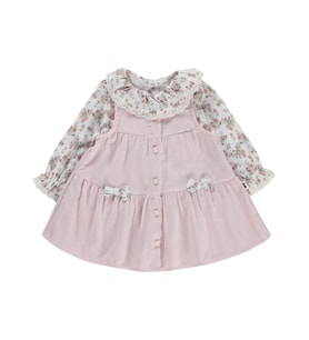 Civil Baby Çiçek Baskılı Düğmeli 6-18 Ay Elbise - Pudra