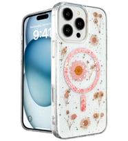 iPhone 16 Pro Kılıf Daisy Simli Magsafe Kapak - Pembe