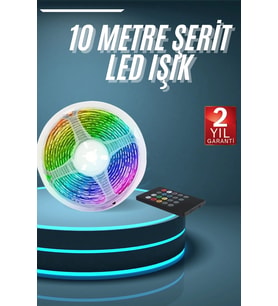 10m Şerit Led İç Mekan Renkli Rgb Şerit Led Kumandalı