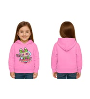 Unisex Baskılı Çocuk Swaetshirt Labubu Baskılı Kapüşonlu 3 İplik Şardonlu (Pembe)