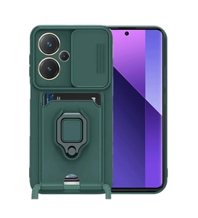 Pilelistore   Xiaomi Redmi Note 13 Pro Plus Kılıf Zuma Kartvizitli Yüzüklü Silikon - Yeşil