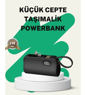 Northcity 2000mAh Mini Powerbank Dahili Konektörlü PD 20W - Kablosuz Pratiklik ve Hızlı Şarj