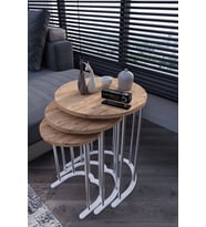 3' Lü Zigon Sehpa Gümüş Ayak Atlantik Çam 18 mm Mdf