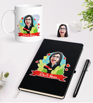BK Gift Kişiye Özel Öğretmen Karikatürlü Siyah Defter Kalem Kupa Seti - 7