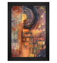 Soyut Şekiller Motifli Kanvas Tablo 80 x 110 cm Siyah Çerçeve