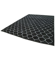 Siyah Halı Modern Geometrik Motifli Yün El Dokuma Lüks Salon ve Yatak Odası Halısı