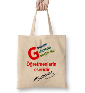 Mustafa Kemal Atatürk Sözü Bez Çanta Uzun Saplı