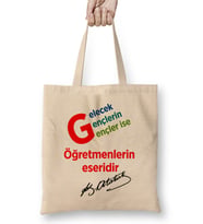 Mustafa Kemal Atatürk Sözü Bez Çanta Uzun Saplı