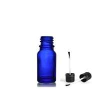 20ml mavi cam şişe fırça kapaklı, 24 adet, ecza şişesi, kozmetik şişe, yapıştırıcı şişesi, yağ şişesi
