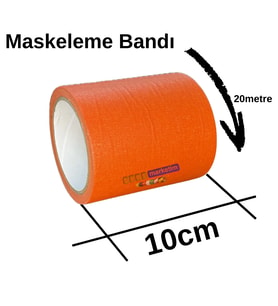 Maskeleme Kağıt Bant Geniş taban bandı 100mmx20mt Turuncu