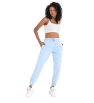 COMEOR Kadın Açık Mavi Paçası Lastikli Basic Jogger Örme Eşofman Altı CMRBO33