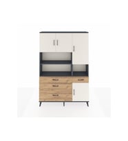 Arges Dolap 9 Raflı 4 Çekmeceli 4 Kapaklı 132x30x195 Antrasit-Aytaşı/Çam