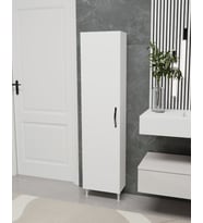 Kapı Arkası Tek kapaklı 5 Raflı Çok Amaçlı İnce Organizatör Banyo Mutfak Kiler Ardiye Boy Dolabı (Beyaz)