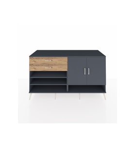 Kronos Konsol 4 Raflı 2 Çekmeceli 2 Kapaklı 176x59x99 Antrasit-Antrasit/Çam