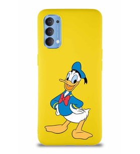 Oppo Reno 4 Soft Premier Kapak Donald Duck-C Tasarımlı Silikon Kılıf - Sarı (Şeffaf)