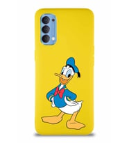Oppo Reno 4 Soft Premier Kapak Donald Duck-C Tasarımlı Silikon Kılıf - Sarı (Şeffaf)