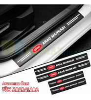 Size Özel Logo Karbon Kapı Eşiği Koruma Araba Etiket Oto Sticker Yapıştırma 4 Parça