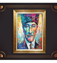 Özel Seri Paspartulu Çerçeveli Atatürk Tablo l84 (Gold)