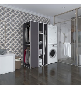 Kenzlife çamaşır-kurutma makinesi dolabı ve giysi dolabı kazvini sol gri 180*160*60  banyo (Beyaz)