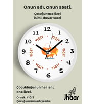 İsme Özel Sevimli Tilki Çocuk Odası Duvar Saati Orta Boy 30 cm Beyaz Camlı Sessiz