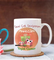 Kişiye Özel Seni Çok Seviyorum Anneciğim 3 Tema Beyaz Kupa Bardak