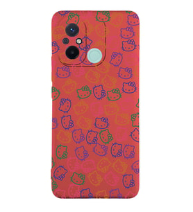 Xiaomi Redmi 12c Uyumlu Lansman Kılıf Hello Kitty Tasarımlı İçi Kadife Kapak-Kırmızı (Şeffaf)
