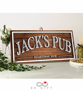 BK Gift Kişiye Özel Dekoratif Ahşap Cafe&Bar Tabelası 61cm - Model 9