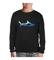 Diver Underwater in a Shark Silhouette Siyah Çocuk Sweatshirt