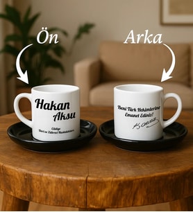 BK Gift Kişiye Özel Doktorlara Özel İsimli Siyah Tabaklı Türk Kahvesi Fincan Takımı-1, Doktorlara Hediye, Doktorlar Günü