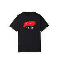 Türk Bayraklı Göktürk Alfabeli Oversize Tişört (Siyah)